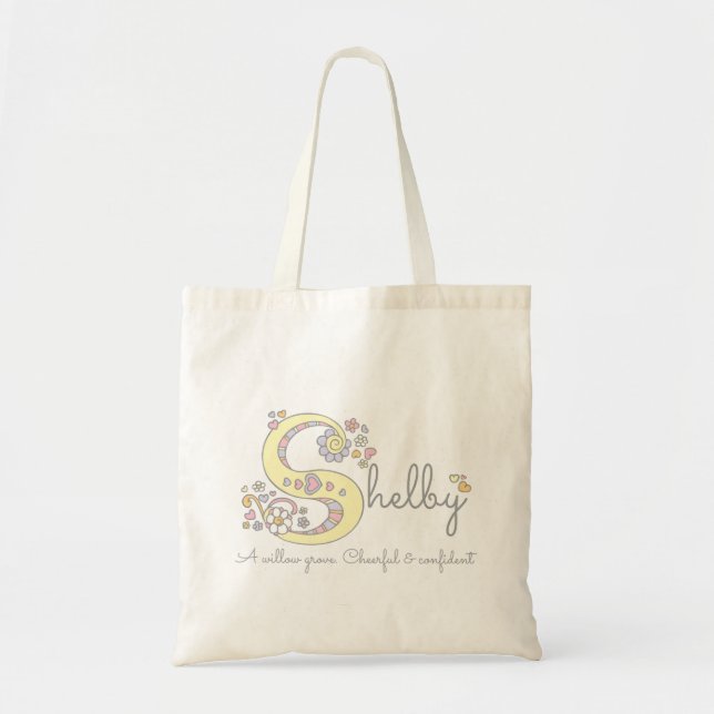 Selby name meaning personalised library bag (Front)