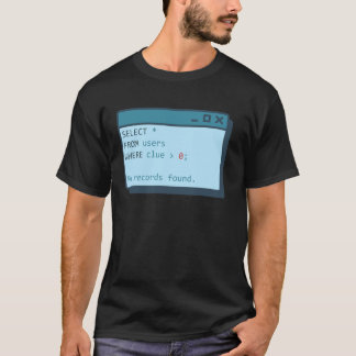 Select From Users Where Clue Greater Than 0 Comput T-Shirt