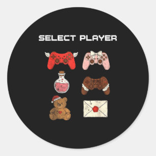 Select Player Gaming Controller Valentines Day Classic Round Sticker