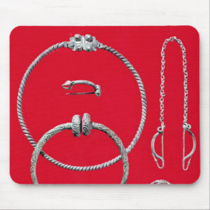 Selection jewellery, including brooch mouse pad