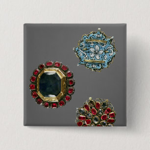 Selection of costume brooches 15 cm square badge
