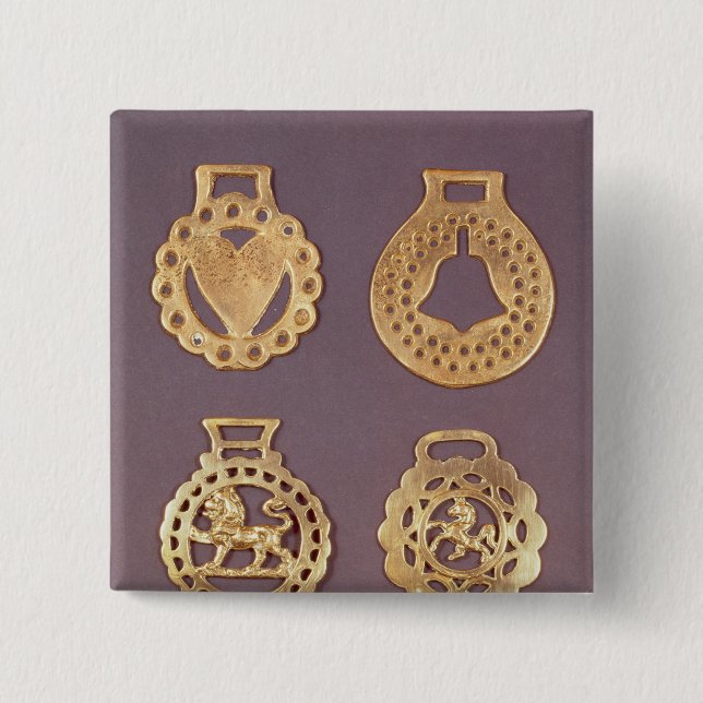 Selection of horse brasses 15 cm square badge (Front)