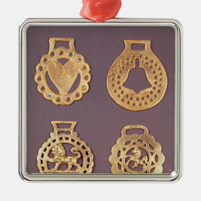 Selection of horse brasses metal tree decoration (Front)