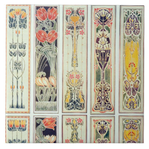 Selection of panel designs, plate IX from 'Modern Ceramic Tile