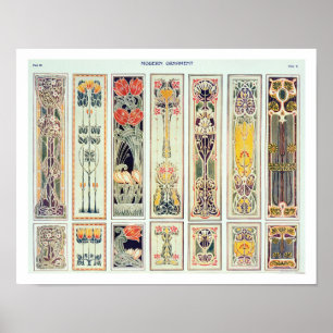 Selection of panel designs, plate IX from 'Modern Poster
