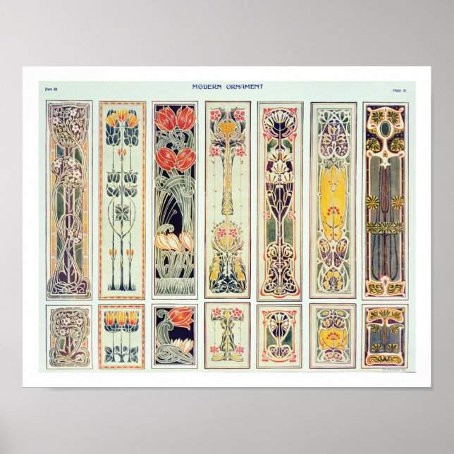 Selection of panel designs, plate IX from 'Modern Poster (Front)