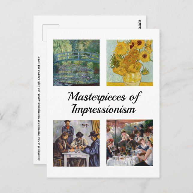 Selection of various impressionist masterpieces postcard (Front/Back)