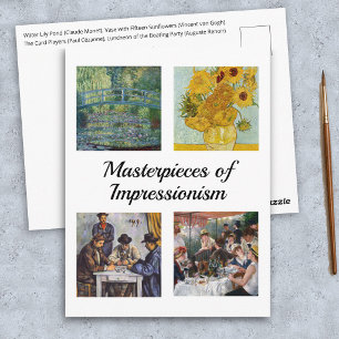 Selection of various impressionist masterpieces postcard