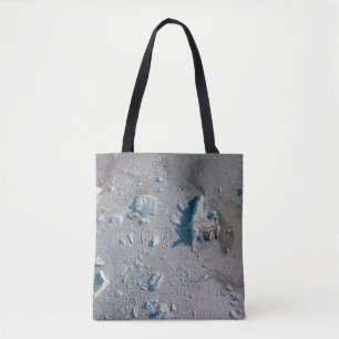 Selective focus of grey stone tote bag