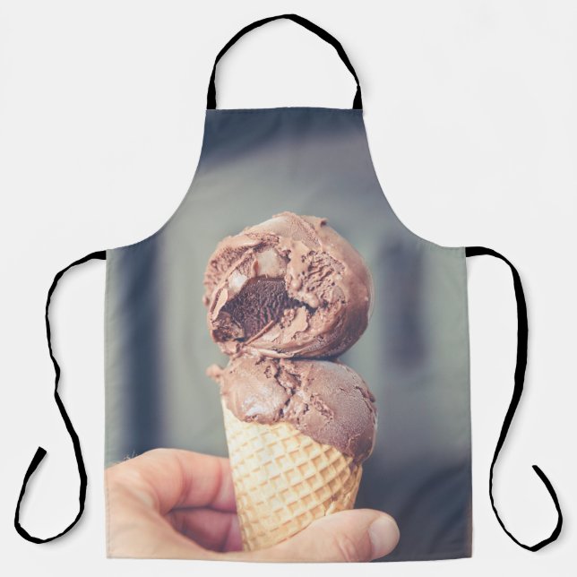 Selective focus photography of chocolate ice cream apron (Front)