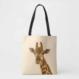 SELECTIVE FOCUS PHOTOGRAPHY OF GIRAFFE TOTE BAG