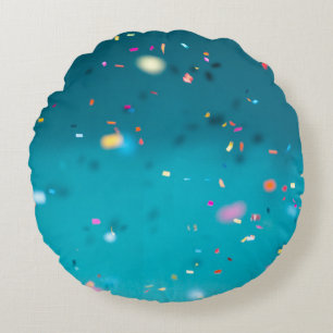 Selective focus photography of multicolored confet round cushion