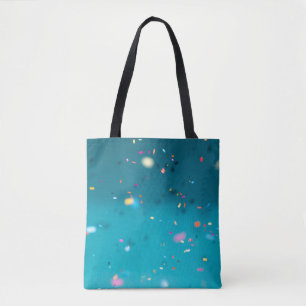 Selective focus photography of multicolored confet tote bag