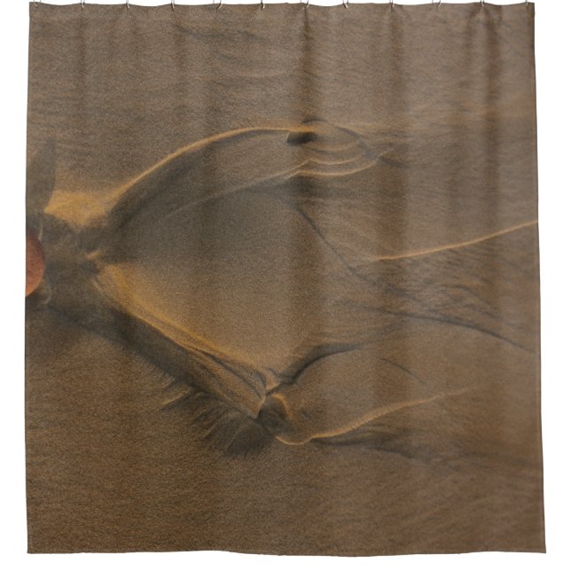 Selective focus photography of sand shower curtain (Front)