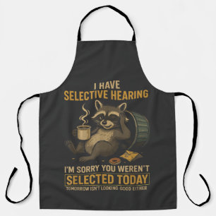 Selective Hearing Funny Raccoon Coffee Apron