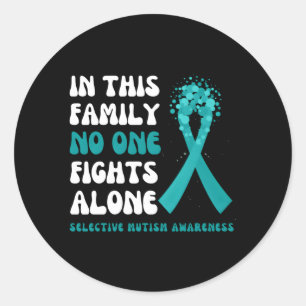 Selective Mutism Awareness Teal Ribbon Hope Family Classic Round Sticker