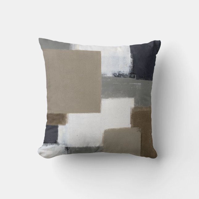 'Selective' Neutral Abstract Art Throw Pillow (Front)