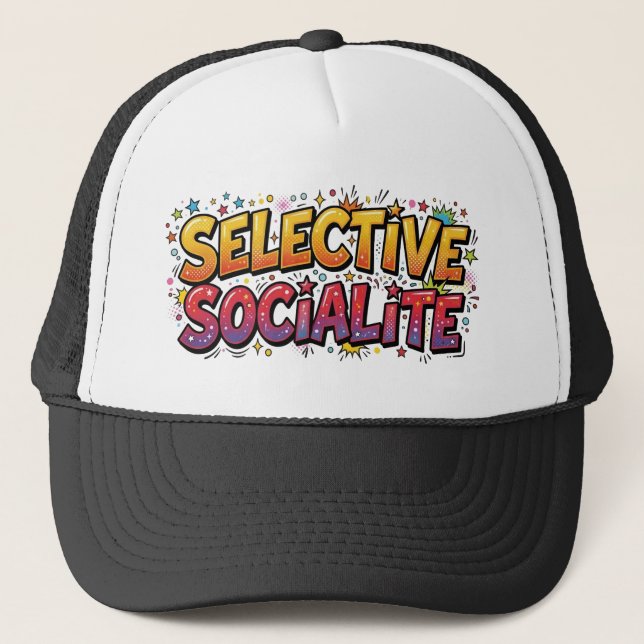 Selective Socialite Retro Comic Pop Art Trucker Hat (Front)