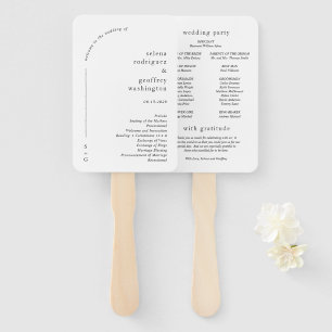 Selena Minimalist Arch Modern Wedding Program Hand Fan