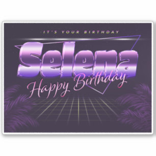 Selena Name Vorname lila retro Sticker Geburtstag