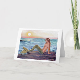 Selene mermaid in the sunrise greeting card