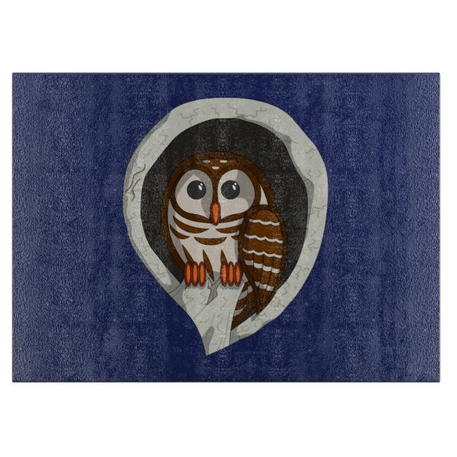 Selene the Owl Glass Cutting Board (Front)