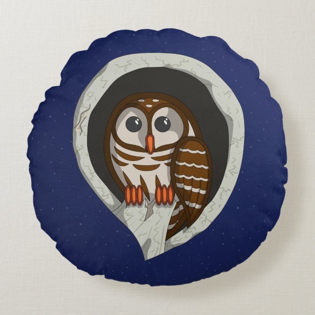 Selene the Owl Round Pillow (Front)