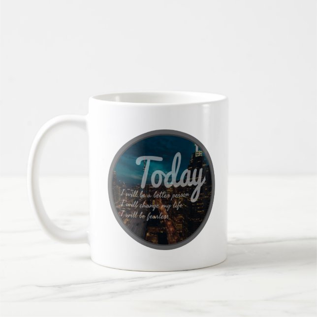 self acceptance motivational affirmations coffee mug (Left)