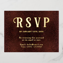 Self Addressed RSVP Vintage Burgundy Red Gold