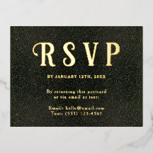 Self Addressed RSVP Vintage Dark Green Gold