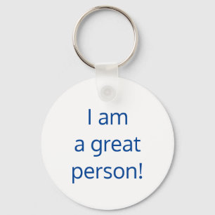 Self-affirming, White & Blue Key Ring