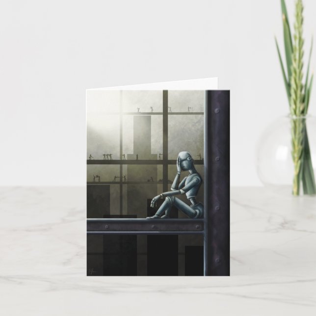 self aware robot scifi note card (Front)