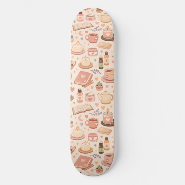 Self Care Aesthetic Pattern Skateboard (Front)
