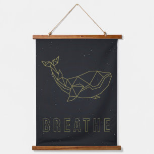 Self-care affirmation poster origami whale breath hanging tapestry
