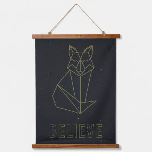 Self-care affirmation poster yellow origami fox hanging tapestry