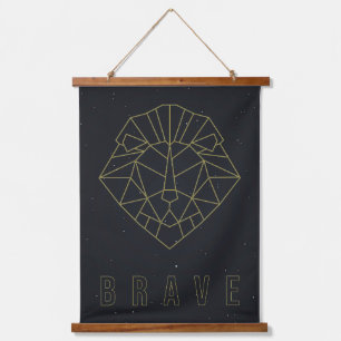 self-care affirmation poster yellow origami lion hanging tapestry