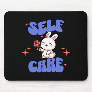 Self Care American Traditional Rose Bunny Sticker  Mouse Pad