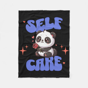 Self Care American Traditional Rose Panda Sticker Fleece Blanket