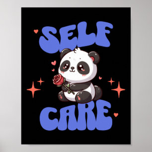 Self Care American Traditional Rose Panda Sticker Poster