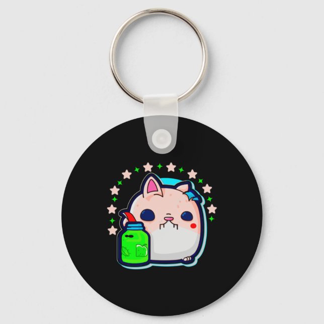 Self Care Cat Sticker  Key Ring (Front)