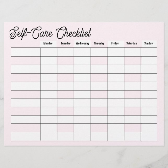 Self-Care Checklist Custom Letterhead (Front)