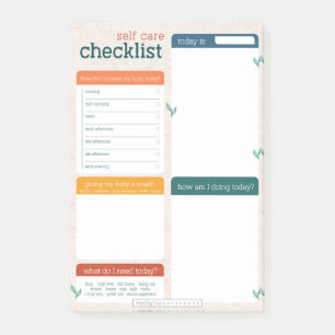 Self Care Checklist Post It Notes Pad