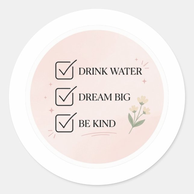 Self Care Checklist Sticker - Minimalist Pink Dail (Front)