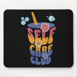 Self Care Club Cute Flowers Positivity Yoga Medita Mouse Pad