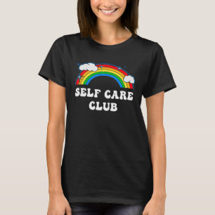 Self Care Club Cute Rainbow Mental Health Yoga Med T-Shirt