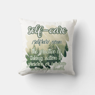 Self-care definition aesthetic forest throw pillow