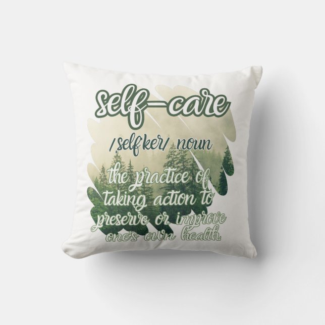 Self-care definition aesthetic forest throw pillow (Front)