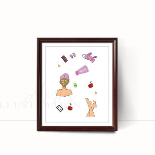 Self care, fashion illustration poster