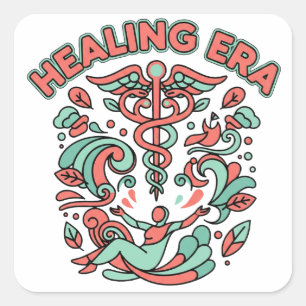 Self-Care "Healing Era" Wellness Aesthetic Decor Square Sticker