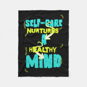 Self Care Healthy Mind Sticker Fleece Blanket